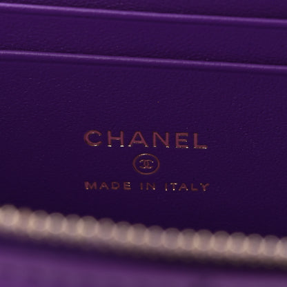 Chanel Lambskin Quilted Small Top Handle Vanity Case With Chain Purple 6 of 11