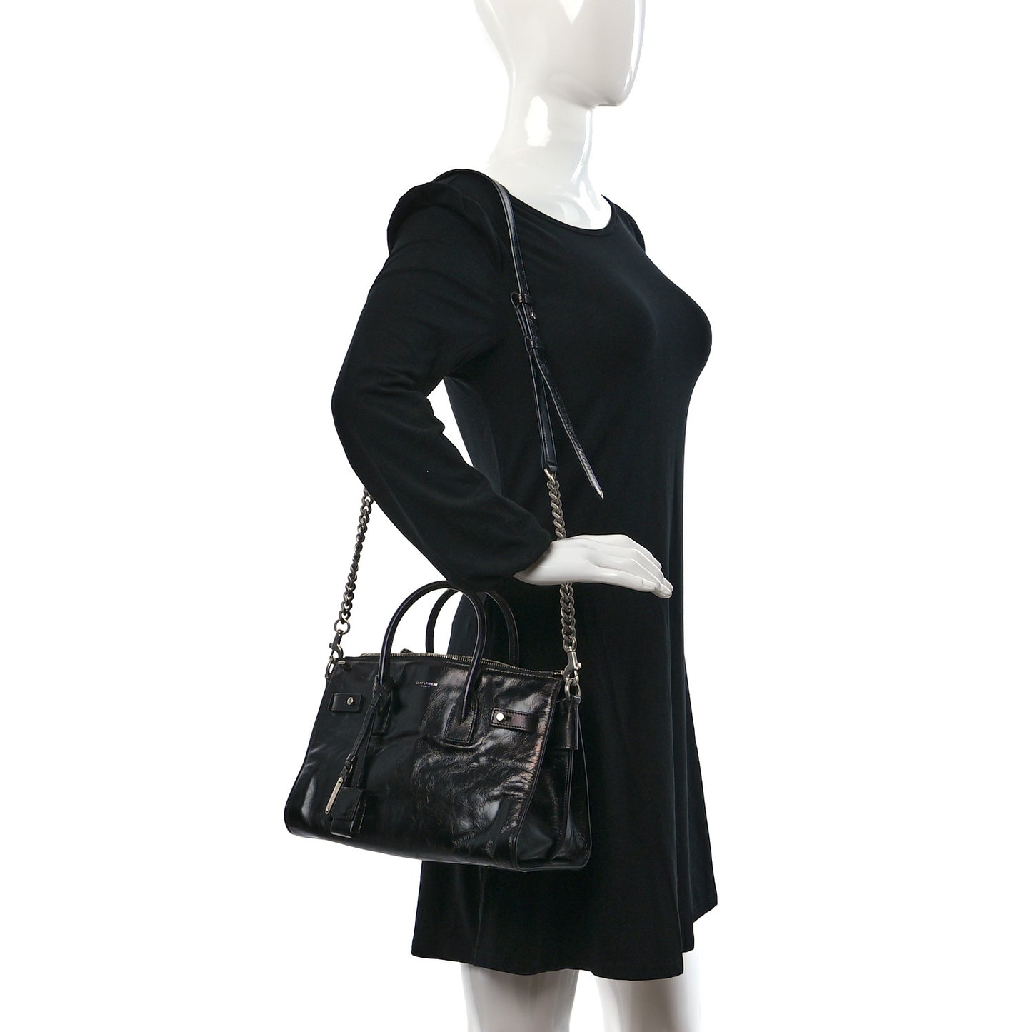 Glace Calfskin Baby Souple Sac De Jour Black