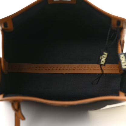 Fendi Glazed Fabric Vitello Century FF 1974 Stamp Patch Mini Peekaboo Defender Cover Mogano Panna Caramello 4 of 9