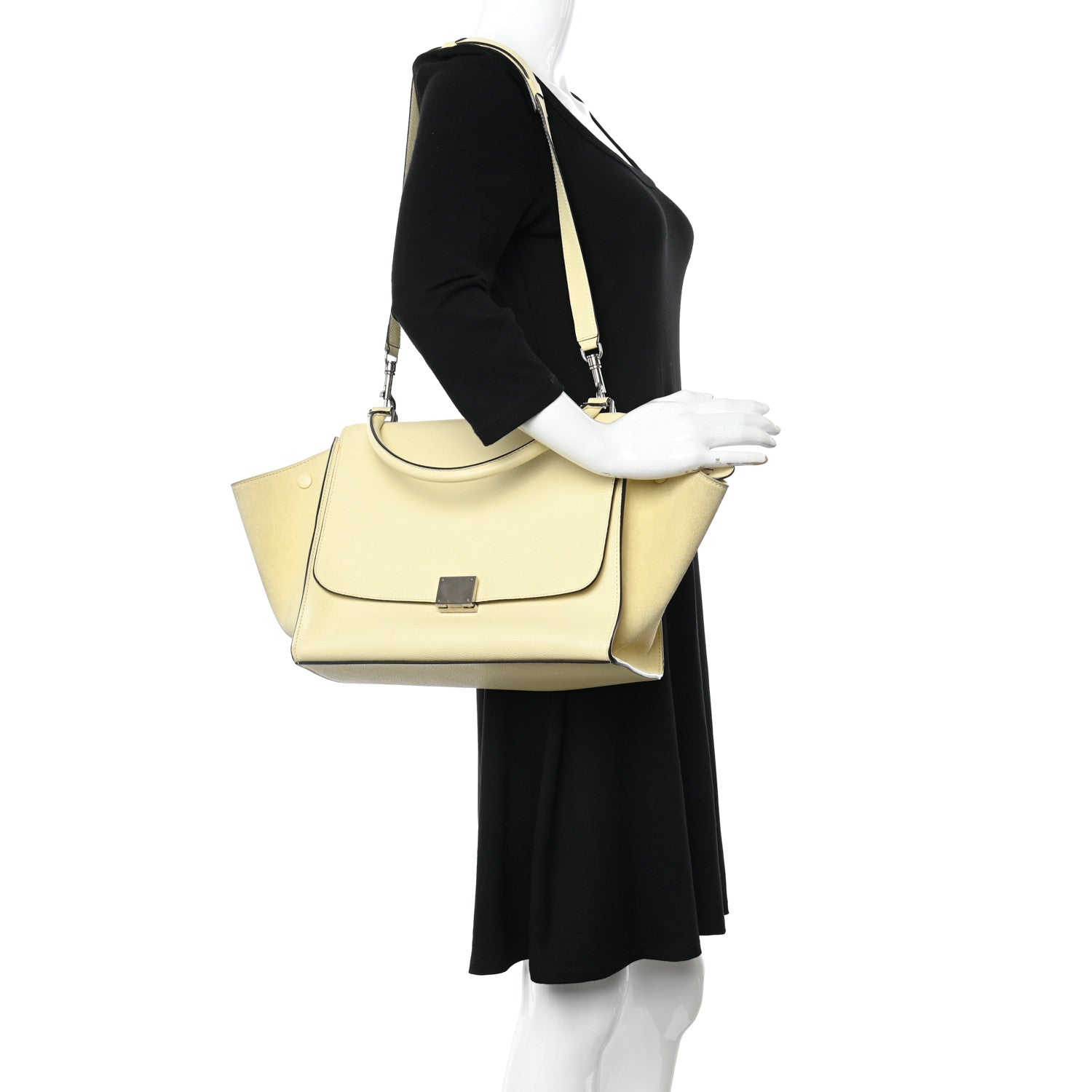 Celine Drummed Calfskin Suede Medium Trapeze Butter 2 of 24