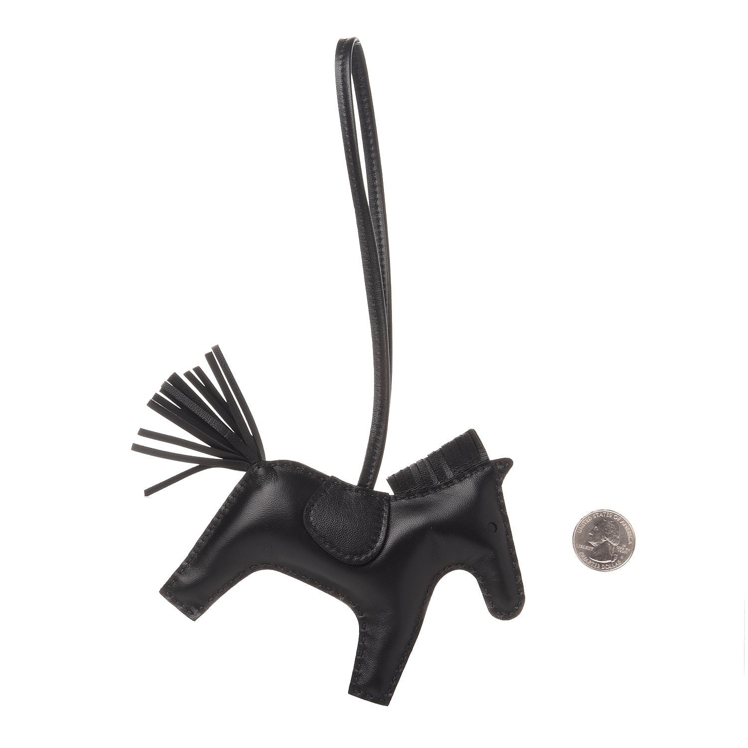 Hermes Milo Lambskin Grigri Rodeo Horse Bag Charm MM So Black 2 of 4