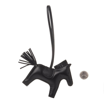 Hermes Milo Lambskin Grigri Rodeo Horse Bag Charm MM So Black 2 of 4