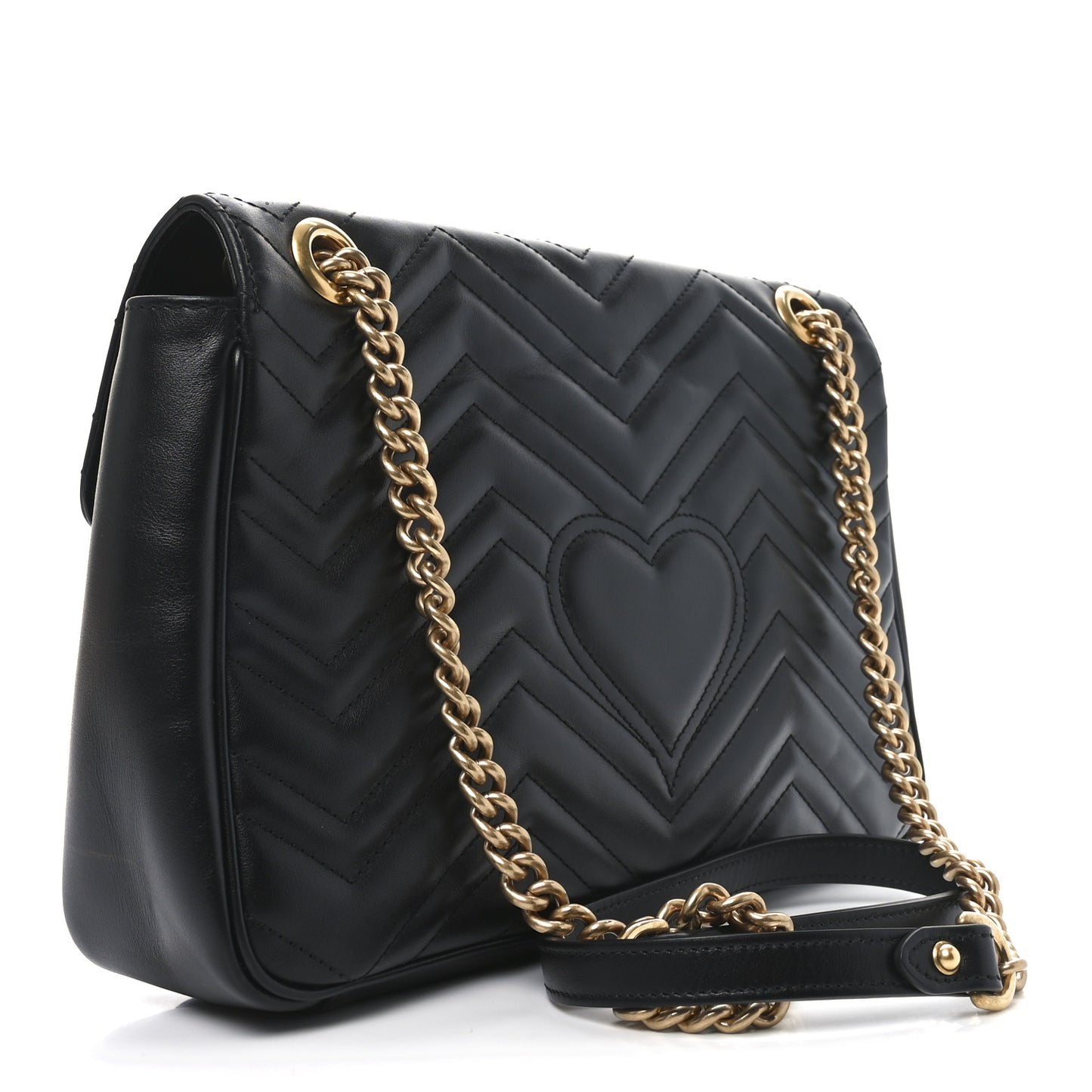 Calfskin Matelasse Medium GG Marmont Shoulder Bag Black