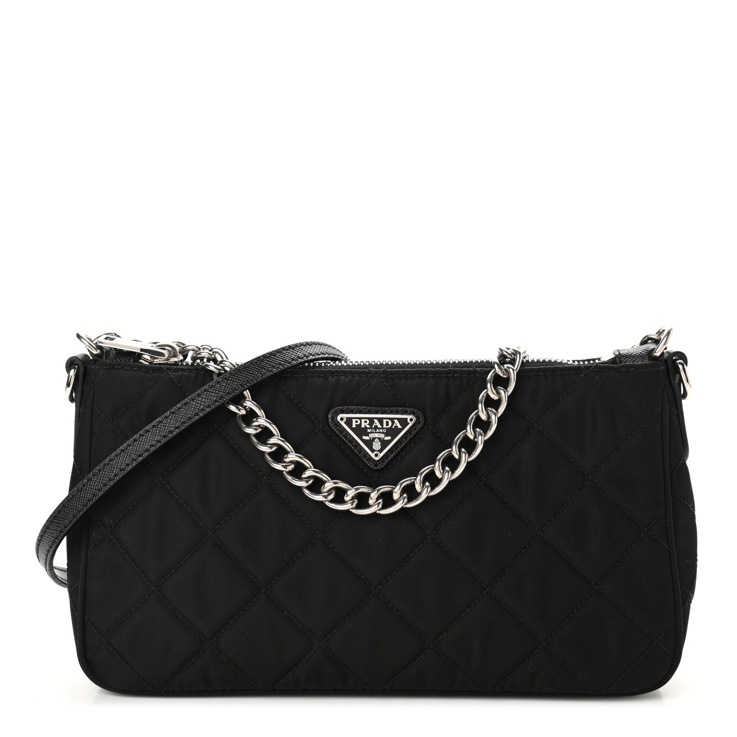Nylon Tessuto Impuntu Quilted Crossbody Bag Black