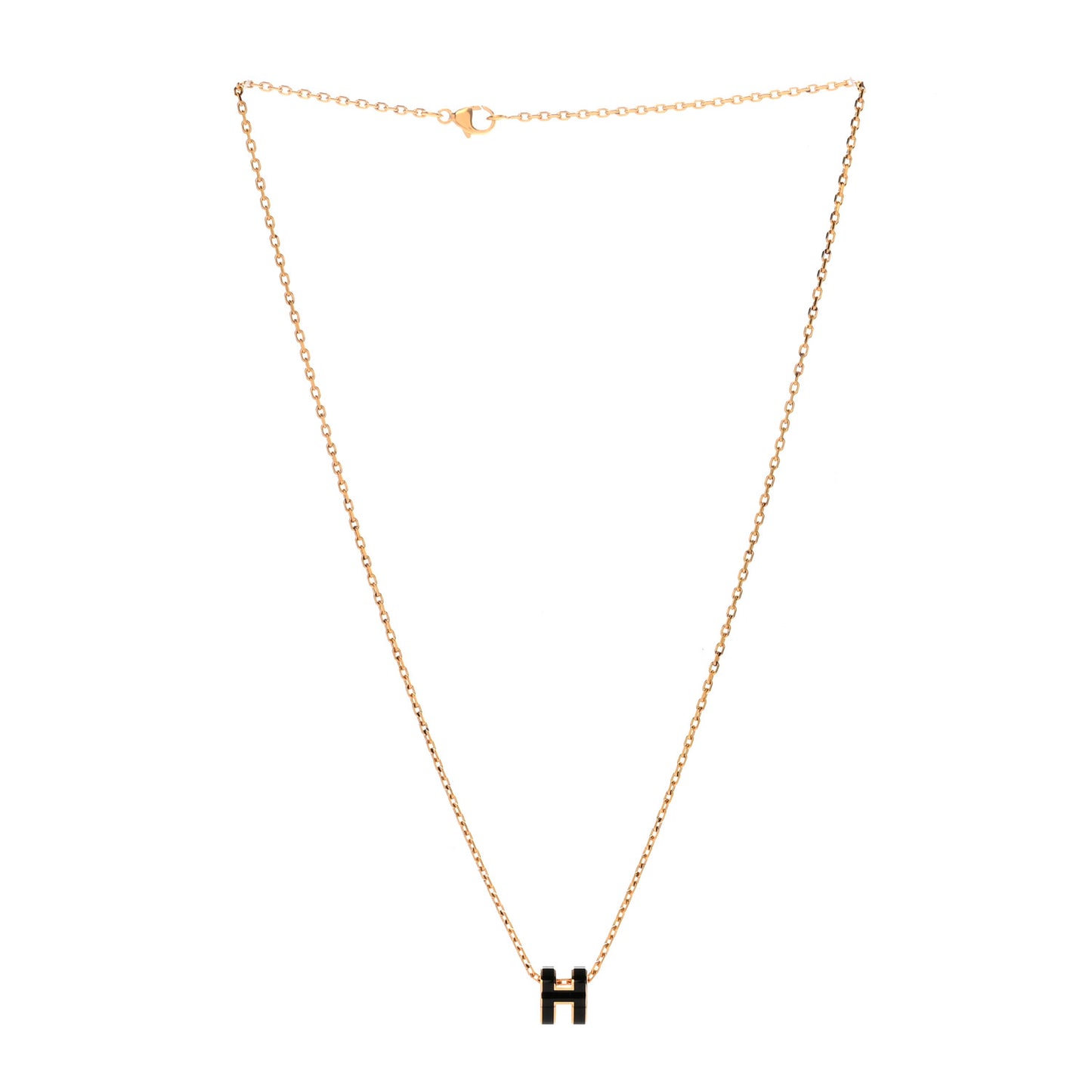 Lacquered Gold Mini Pop H Pendant Necklace Black