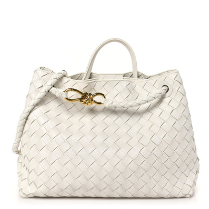 Bottega Veneta Nappa Intrecciato Medium Andiamo Shoulder Bag White 1 of 10