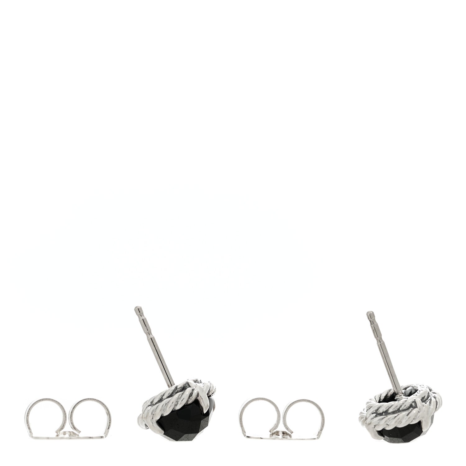 David Yurman Sterling Silver Black Onyx 10mm Chatelaine Earrings 3 of 4