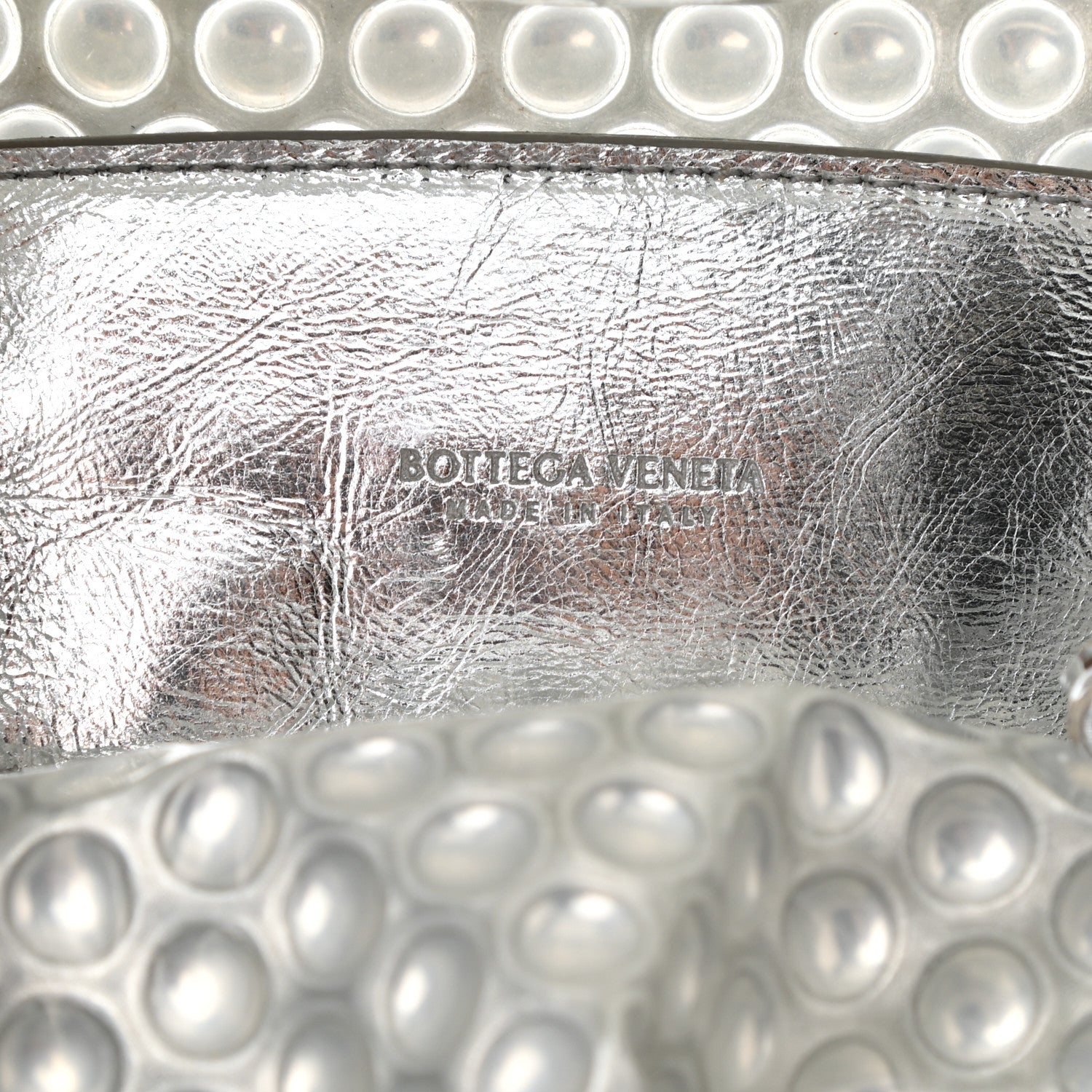 Bottega Veneta Metallic Fabric Studded The Mini Pouch Silver 6 of 7