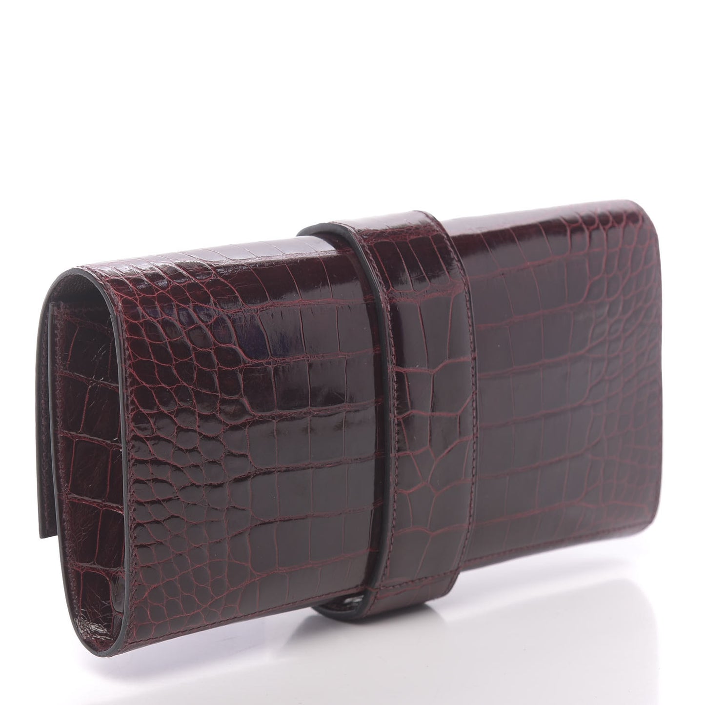 Shiny Alligator Medor Clutch 23 Bordeaux