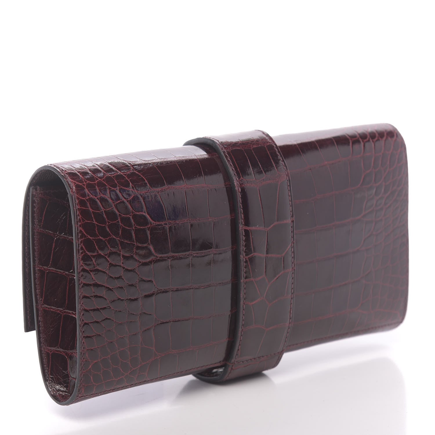 Hermes Shiny Alligator Medor Clutch 23 Bordeaux 3 of 11