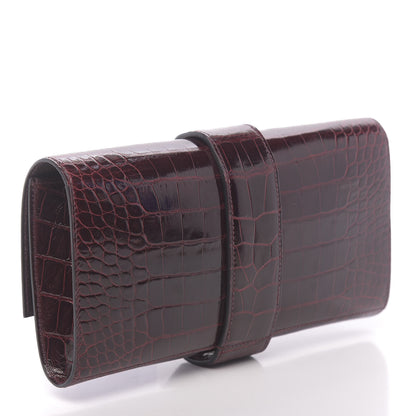 Hermes Shiny Alligator Medor Clutch 23 Bordeaux 3 of 11