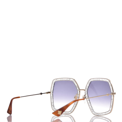 Gucci Glitter Acetate Oversize Square Frame Sunglasses GG0106S Silver 4 of 7