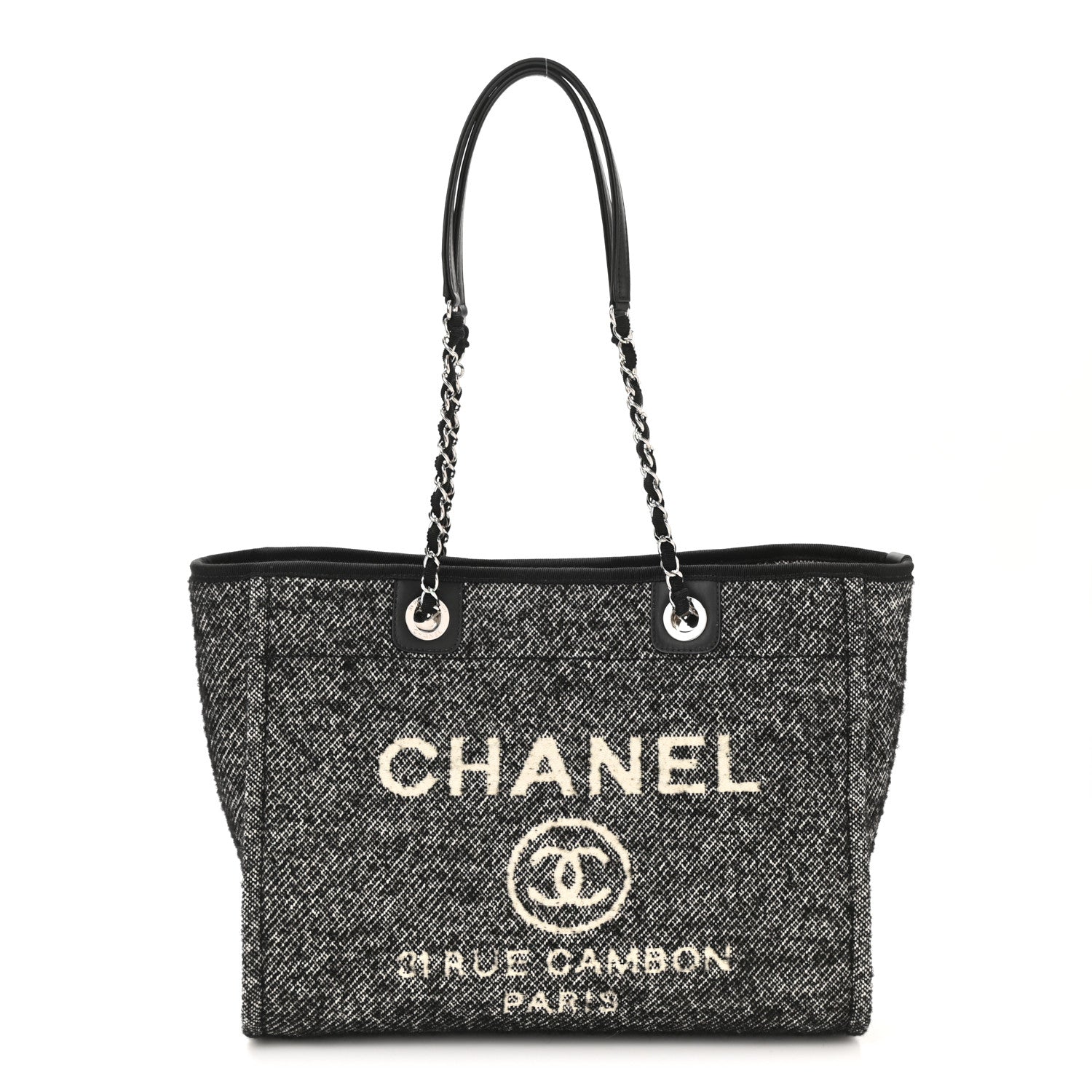 Chanel Mixed Fibers Calfskin Small Deauville Tote Black 1 of 11