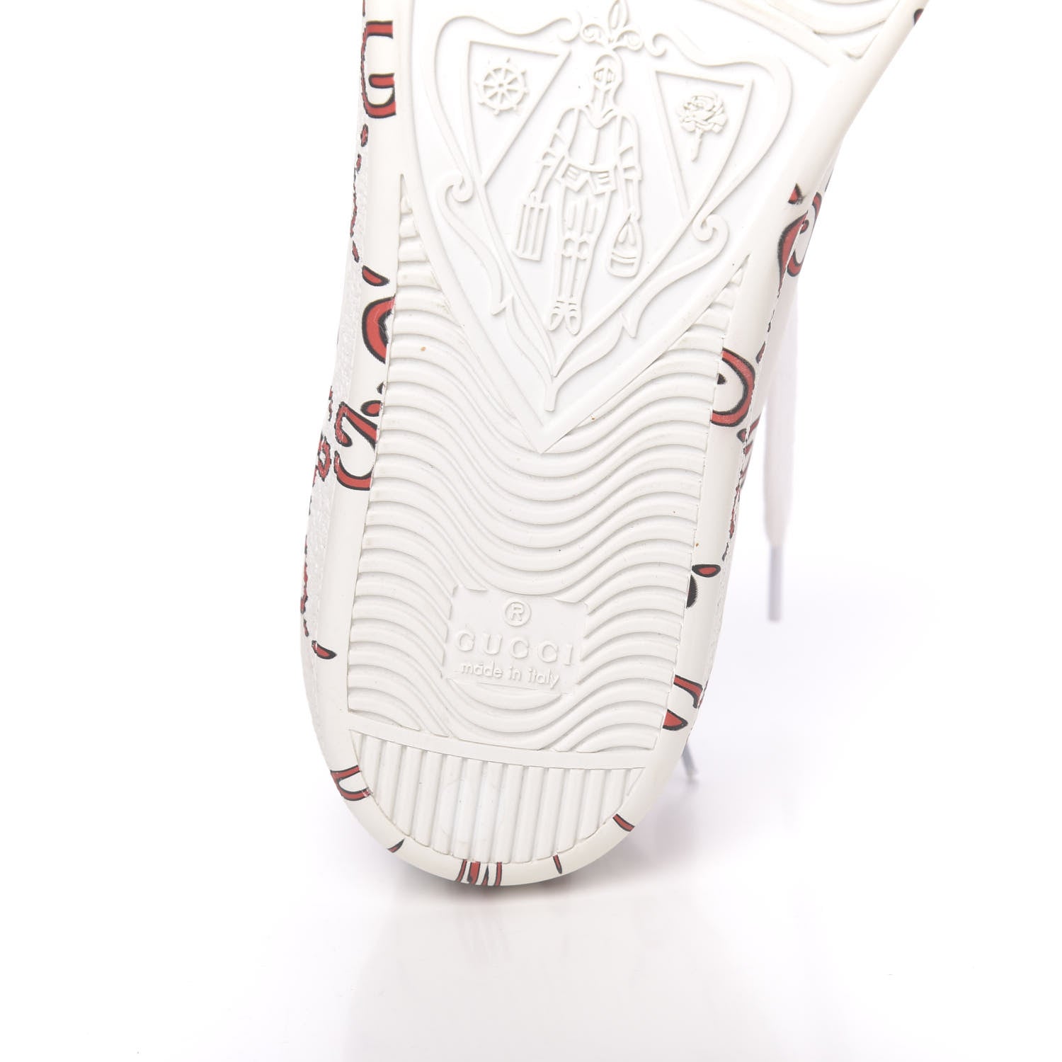 Gucci Calfskin GucciGhost Print Womens Ace Sneakers 38.5 White Hibiscus Red 8 of 14