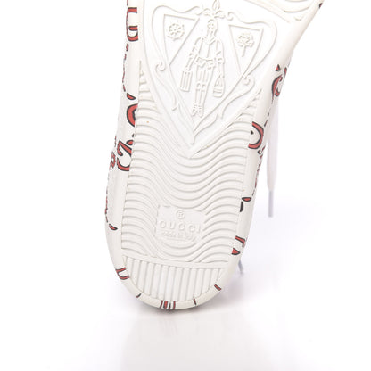 Gucci Calfskin GucciGhost Print Womens Ace Sneakers 38.5 White Hibiscus Red 8 of 14