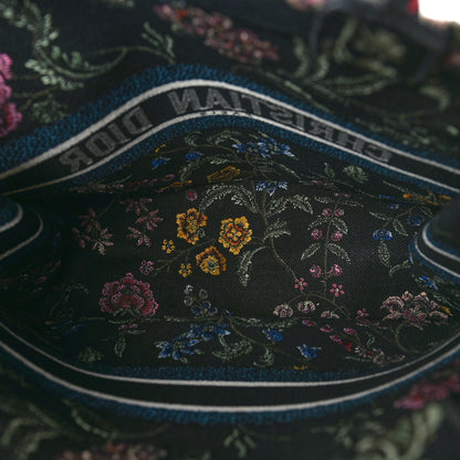 Christian Dior Canvas Embroidered Large Book Tote Black Multicolor 5 of 9