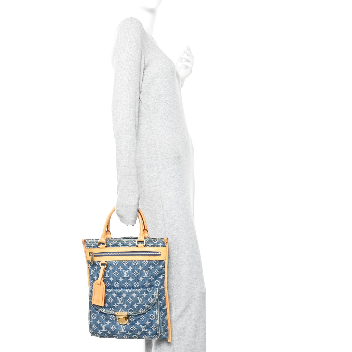 Monogram Denim Sac Plat Blue