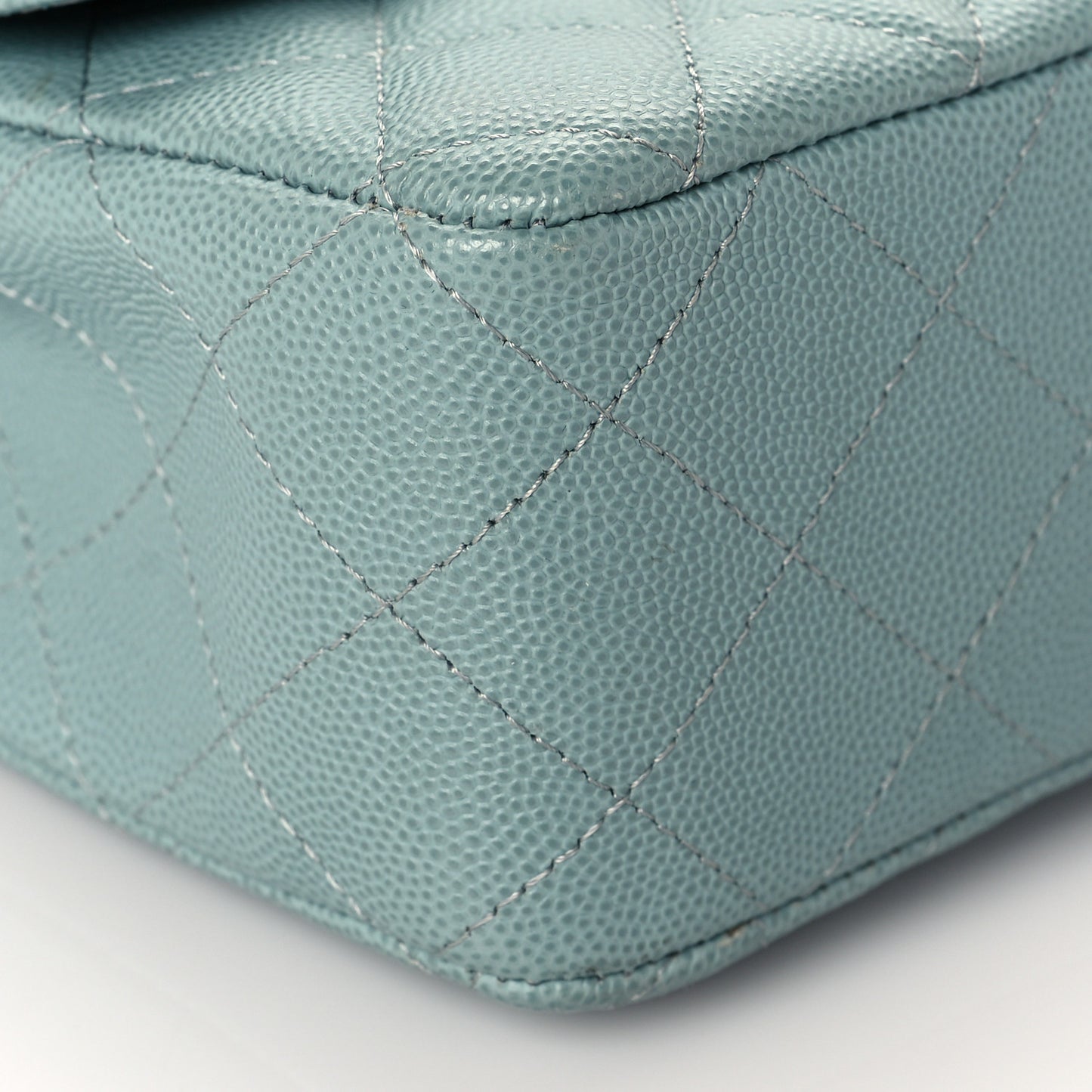 Caviar Quilted Mini Rectangular Flap Green