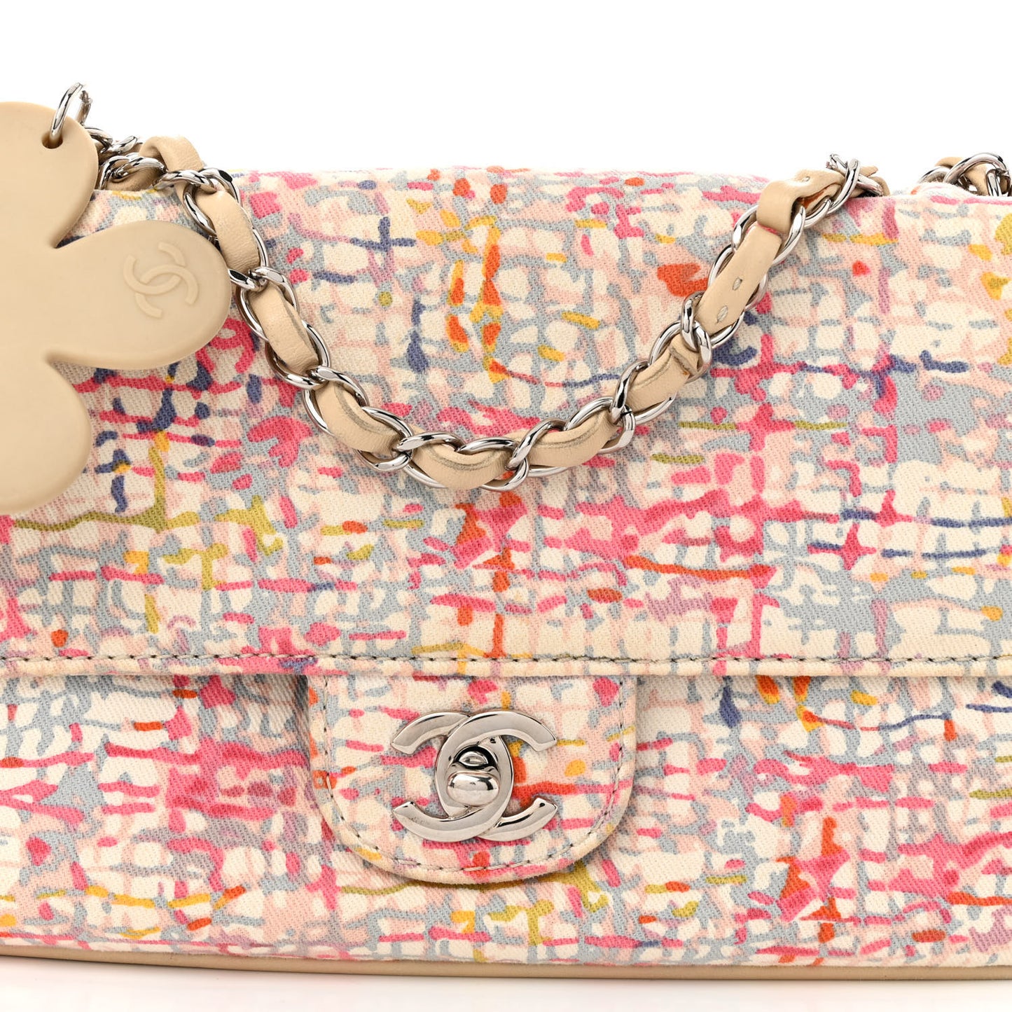 Canvas Watercolor Tweed Print Clover Small Flap Multicolor