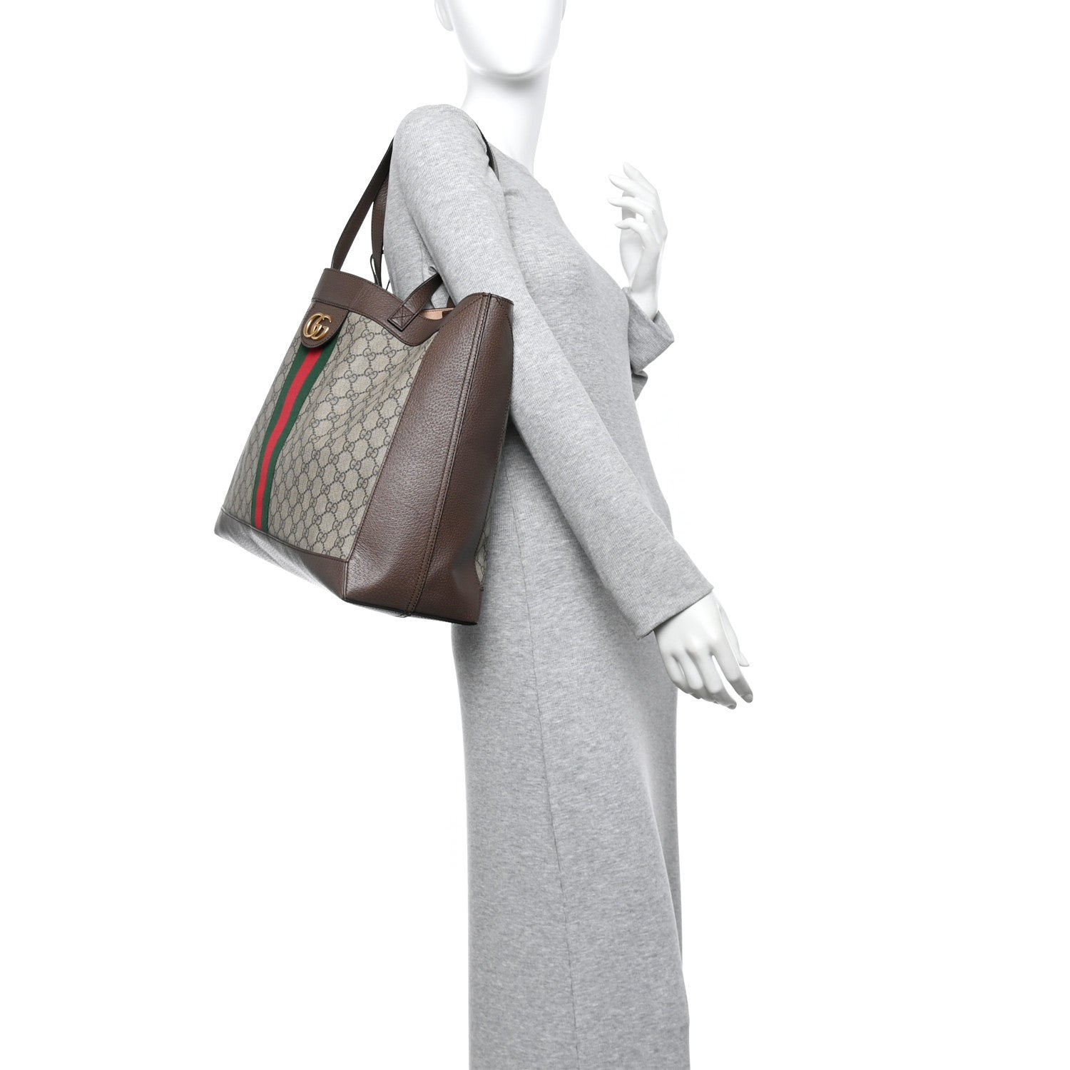 Gucci GG Supreme Monogram Web Ophidia Tote Brown 2 of 11