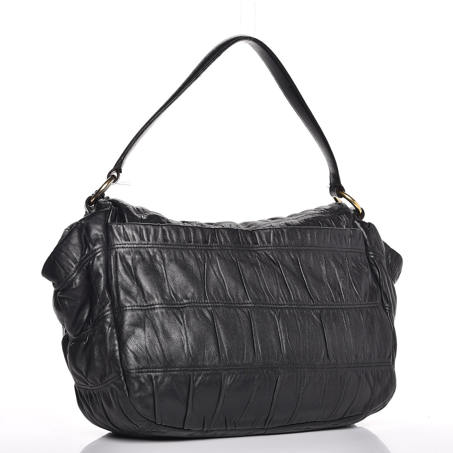 Prada Nappa Dressy Gaufre Flap Bag Black 3 of 8
