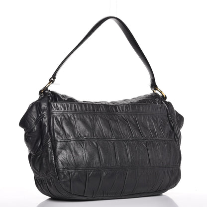Prada Nappa Dressy Gaufre Flap Bag Black 3 of 8