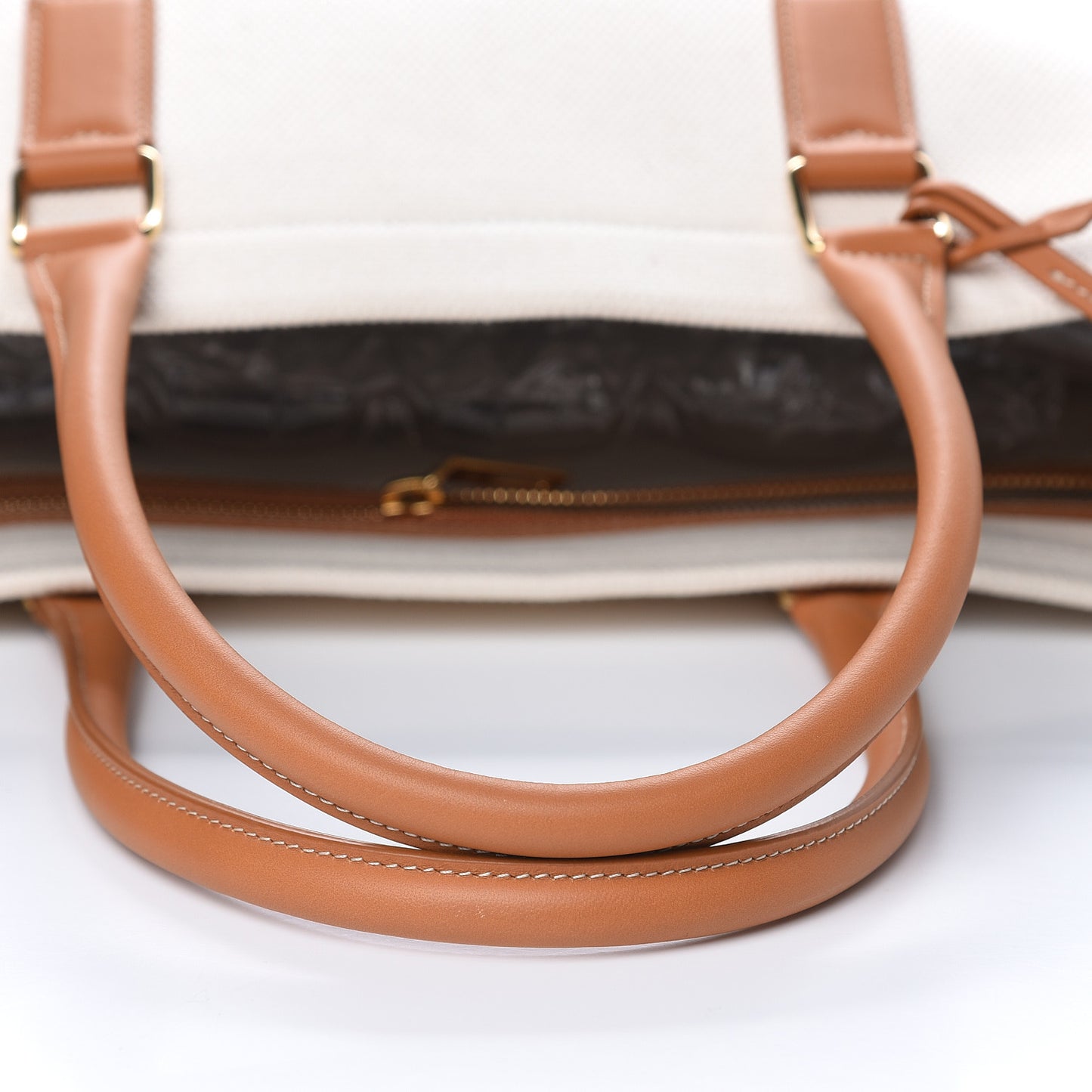 Canvas Calfskin Horizontal Cabas Natural Tan