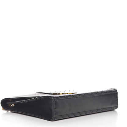 Saint Laurent Smooth Calfskin Matelasse Chevron Large Monogram Satchel Black 4 of 23