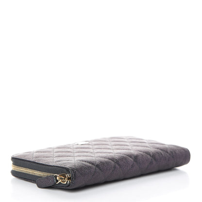 Chanel Iridescent Caviar Quilted Large Zip Around Organizer Wallet Black 4 of 9