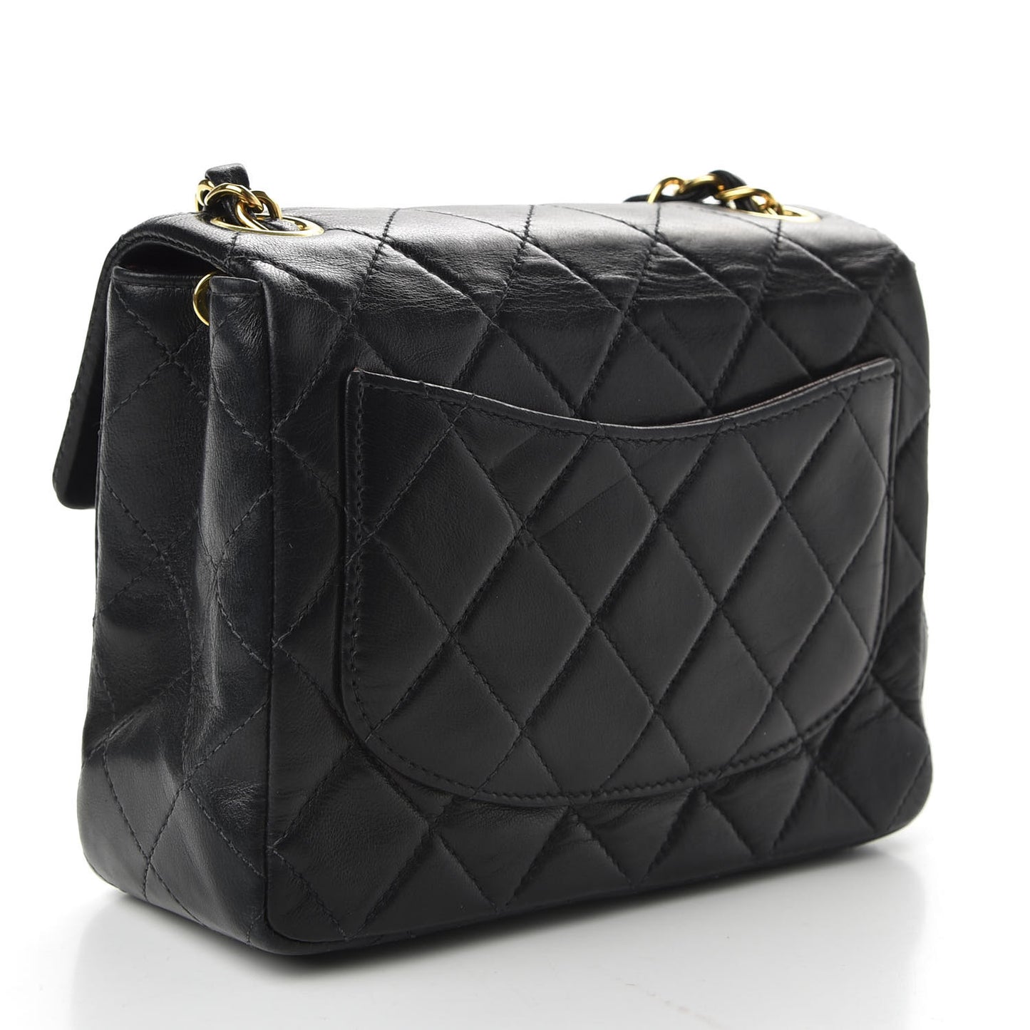 Lambskin Quilted Mini Square Flap Black