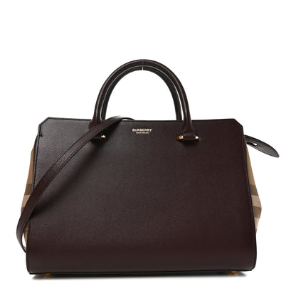 Burberry Calfskin Mega Check Small Banwell Tote  Mahogany Red 1 of 10