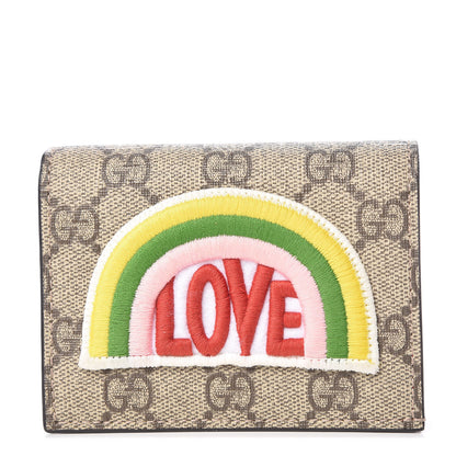 Gucci Soft GG Supreme Monogram Rainbow Embroidered Card Case Wallet 1 of 10