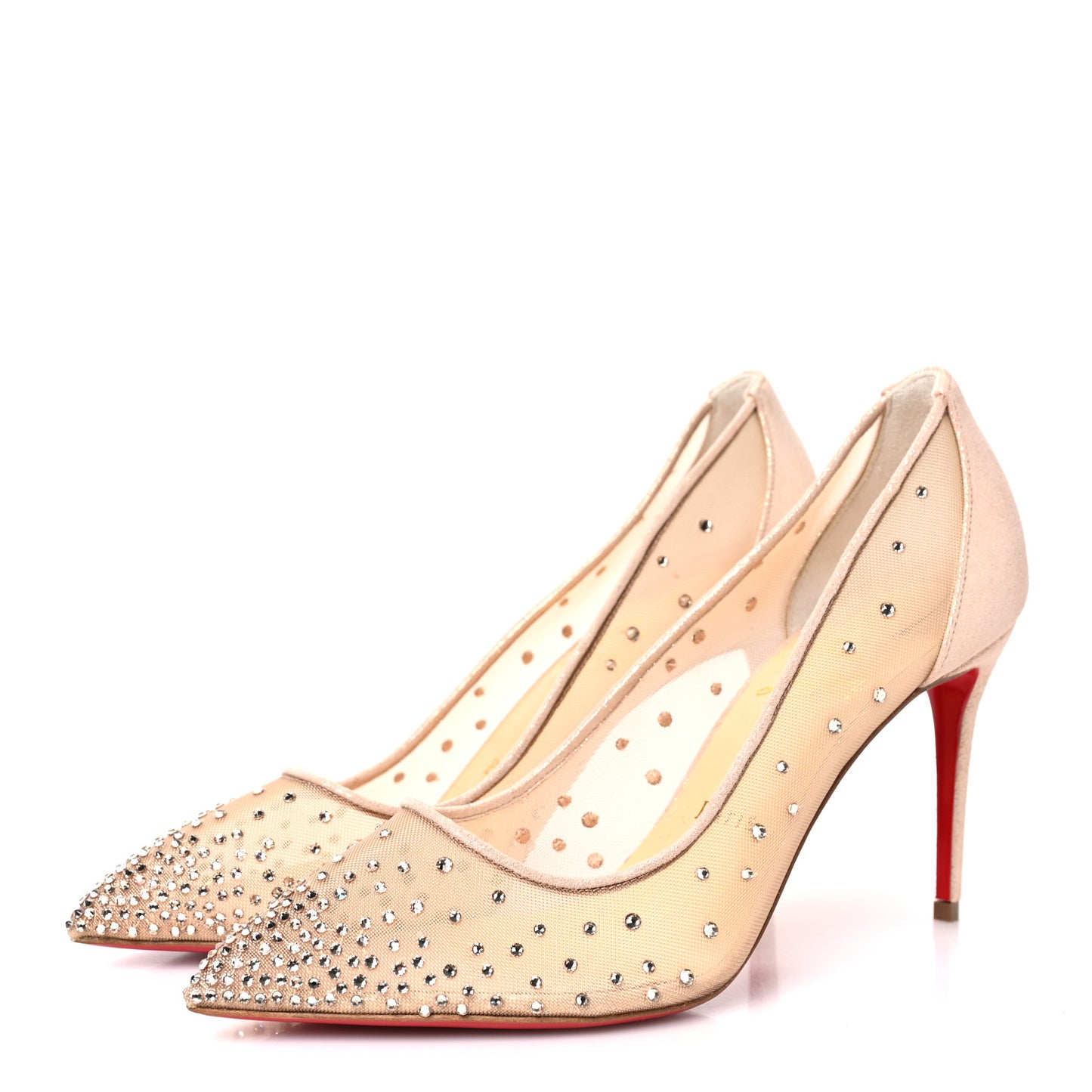 Suede Lame Crystal Strass Follies 85 Pumps 38 Light Silk