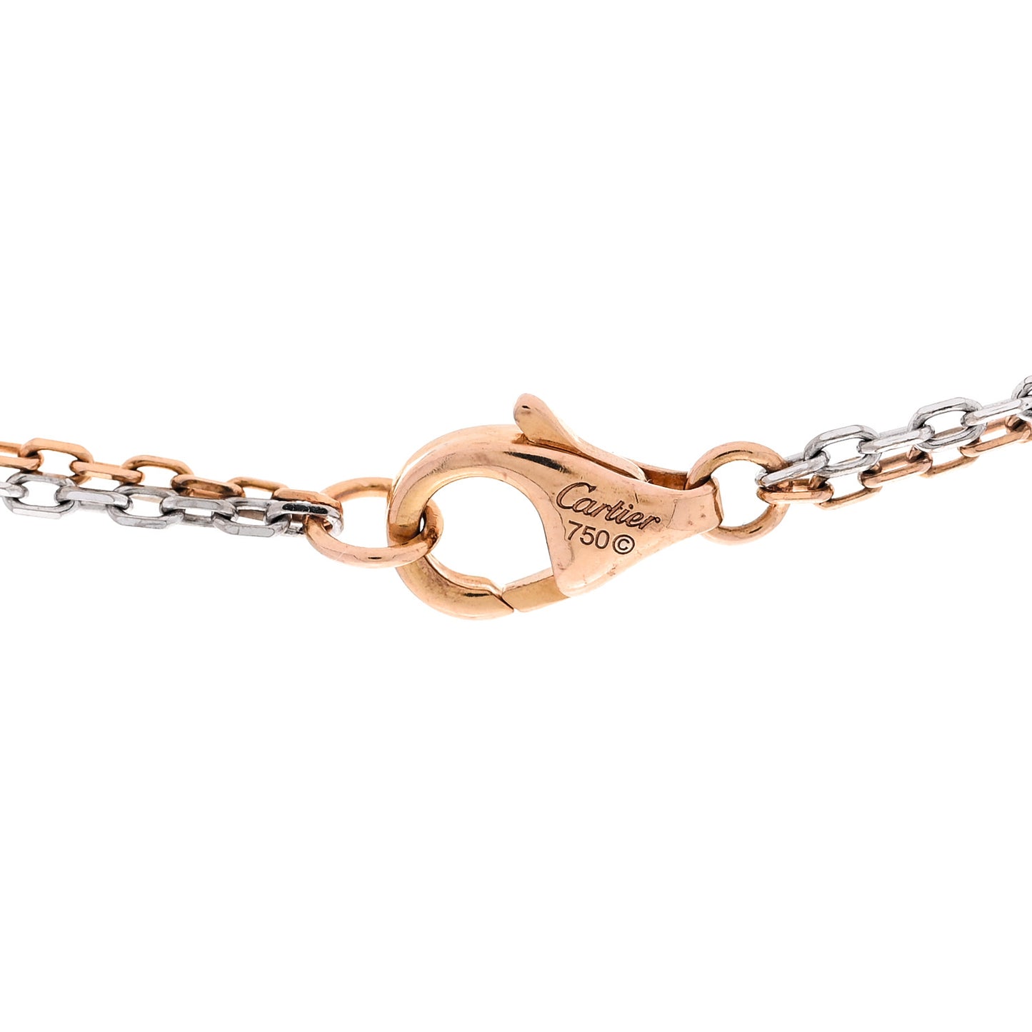 18K White Pink Gold Diamond Three Ring LOVE Pendant Necklace