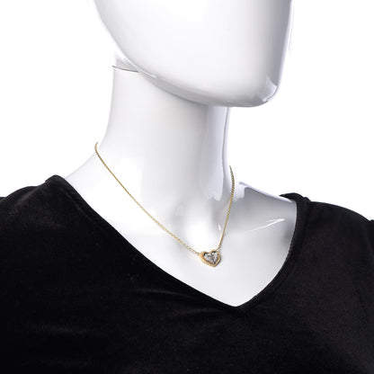 Christian Dior 18K Yellow White Gold Diamond Double Heart Necklace 2 of 5