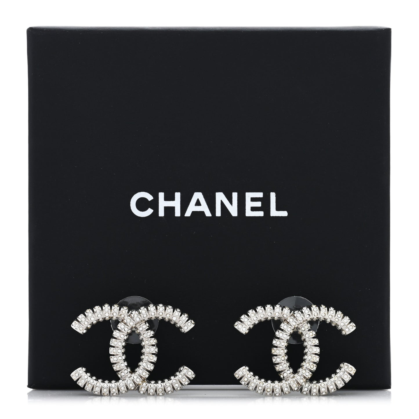 Crystal Large CC Earrings Silver