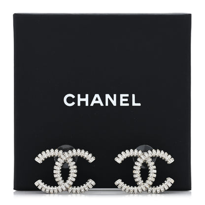 Chanel Crystal Large CC Earrings Silver 5 of 5