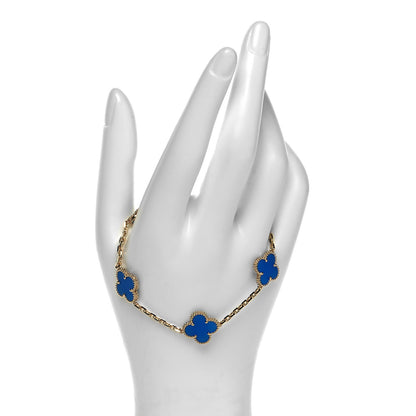 Van Cleef & Arpels 18K Yellow Gold Blue Agate 5 Motifs Vintage Alhambra Bracelet 2 of 6