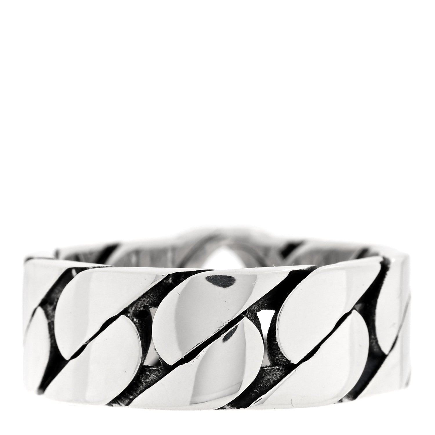 Gucci Sterling Silver Interlocking G Chainlink Wide Band Ring 58 8.25 3 of 5