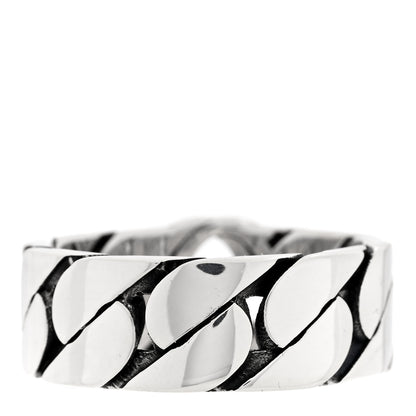 Gucci Sterling Silver Interlocking G Chainlink Wide Band Ring 58 8.25 3 of 5