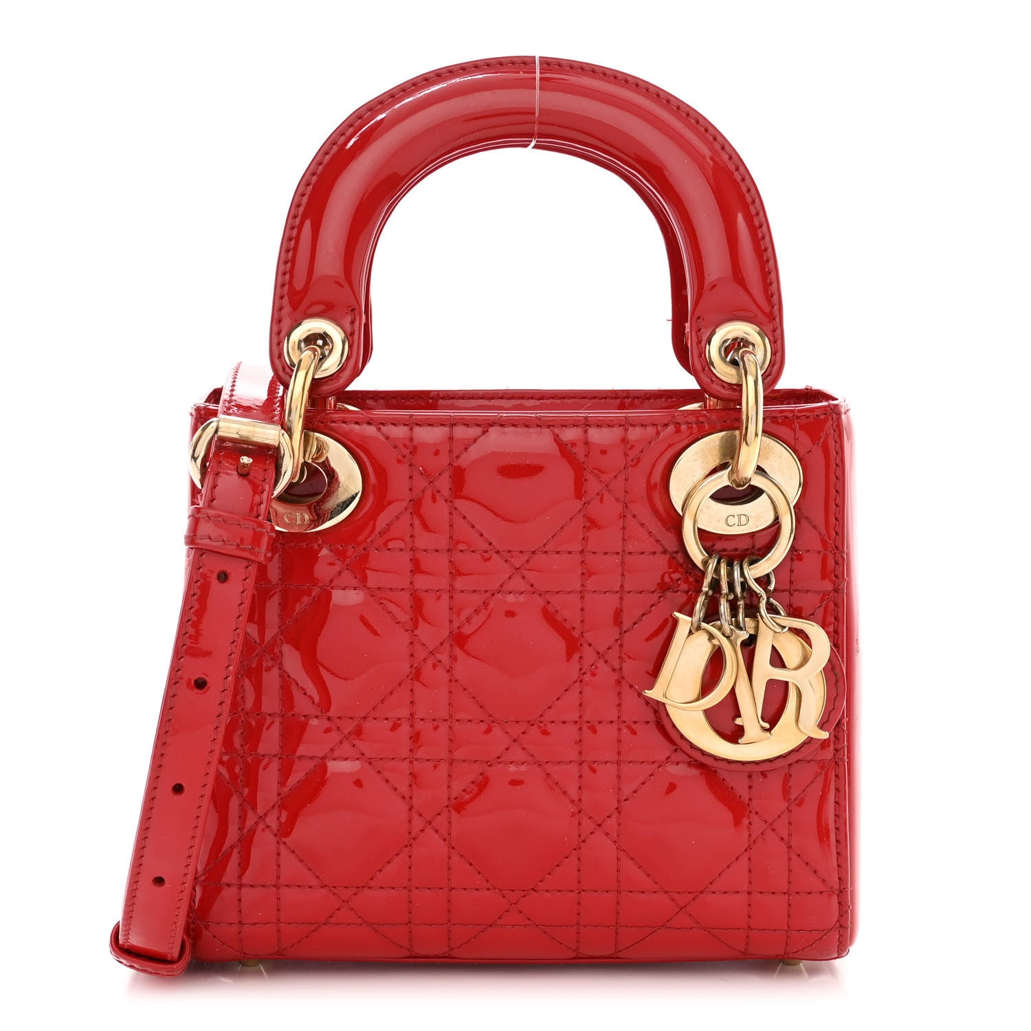 Christian Dior Patent Cannage Mini Lady Dior Red 1 of 15
