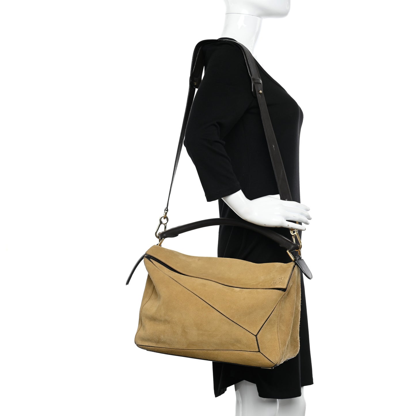 Suede Medium Puzzle Bag Gold