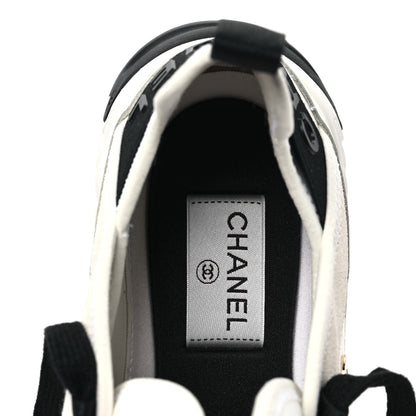 Chanel Velvet Calfskin Mixed Fibers CC Sneakers 39 Ivory Black 7 of 8