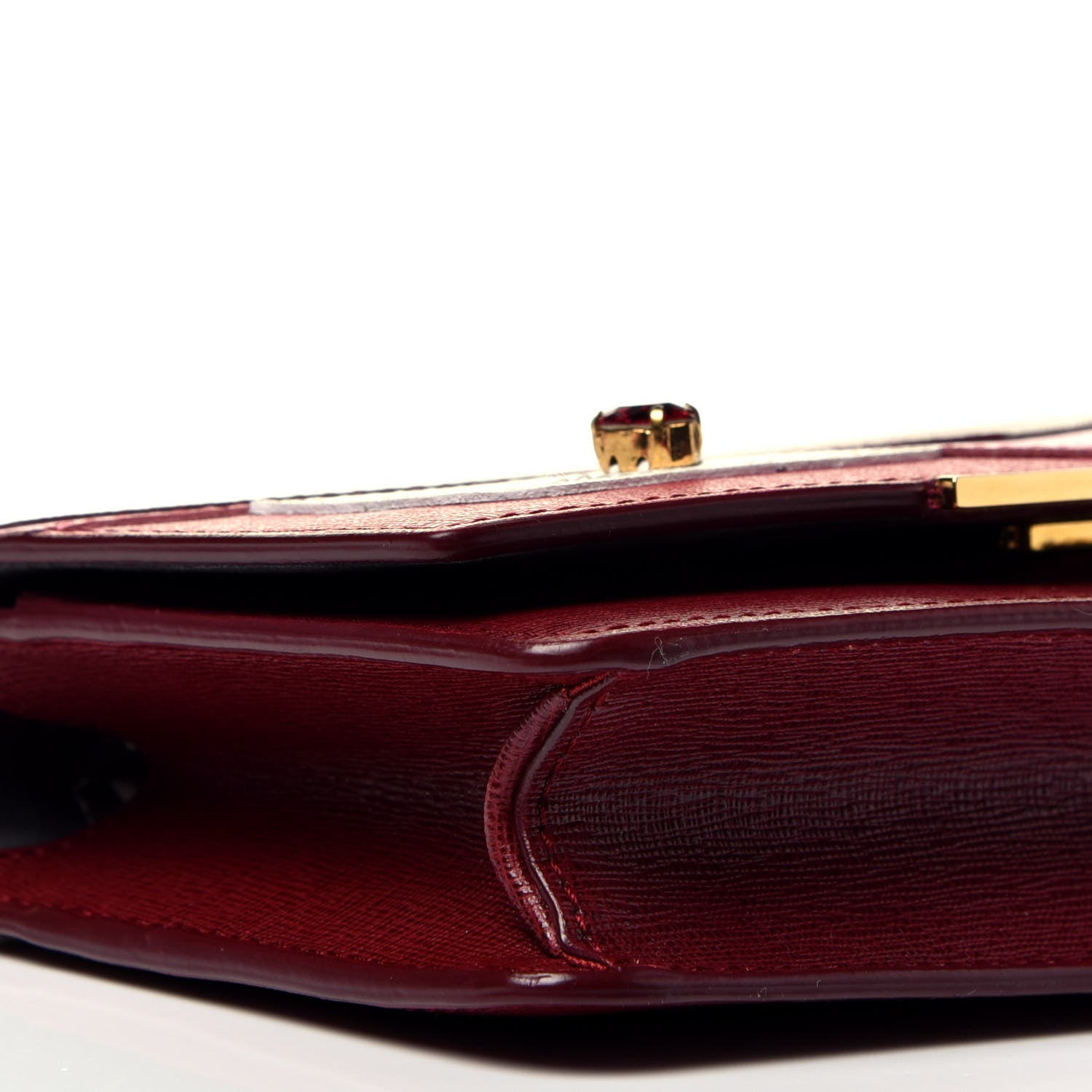 Fendi Vitello Elite Crystal Fendi Loves Monster Eyes Tube Wallet on Chain Rosso Scuro Multicolor 8 of 9