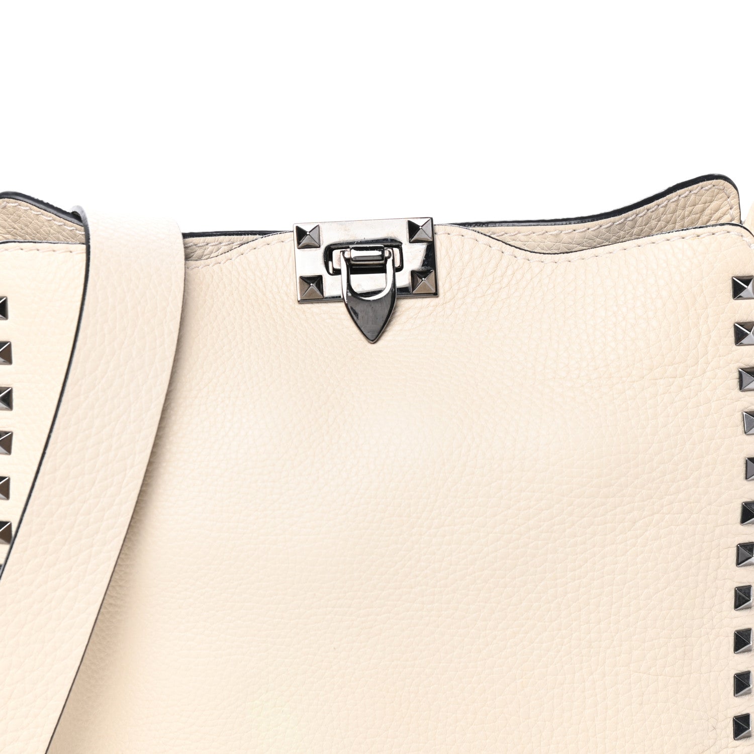 Valentino Garavani Pebbled Calfskin Small Rockstud Flip-Lock Messenger Bag Light Ivory 10 of 12