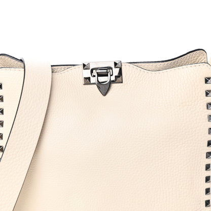 Valentino Garavani Pebbled Calfskin Small Rockstud Flip-Lock Messenger Bag Light Ivory 10 of 12