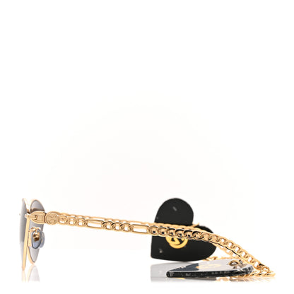 Gucci Metal Chain Cat Eye GG0977S Sunglasses Gold Grey  display picture 1