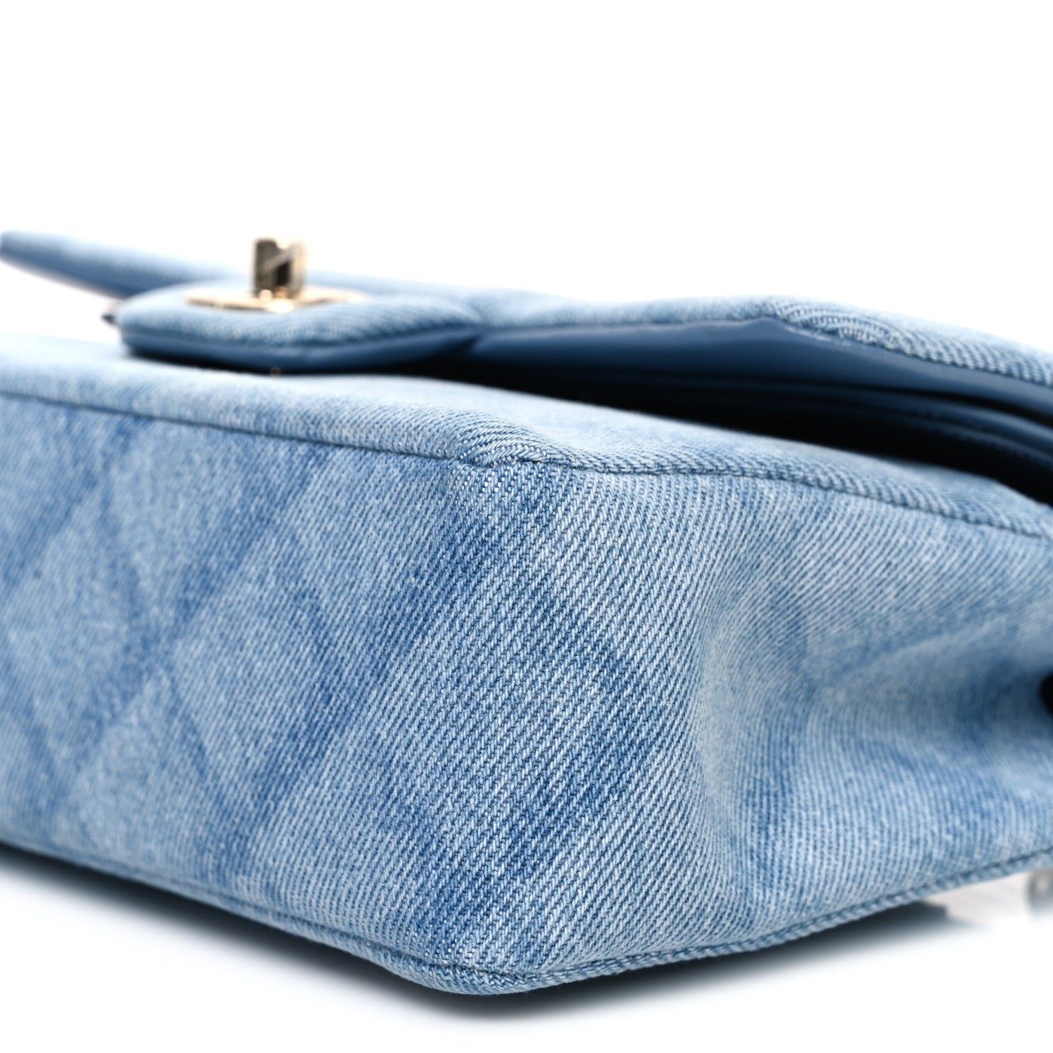 Chanel Printed Denim Quilted Small Double Flap Light Blue 9 of 10