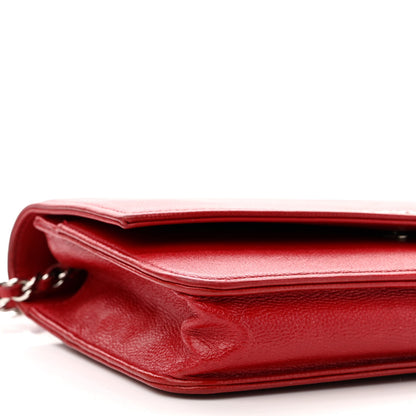 Chanel Caviar Sevruga Wallet on Chain WOC Red 9 of 14