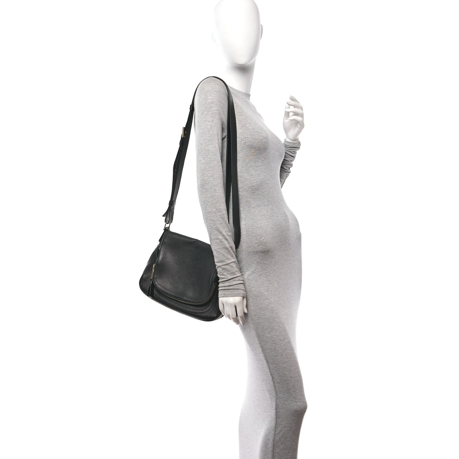 Tom Ford Grained Calfskin Medium Jennifer Crossbody Bag Black 2 of 11